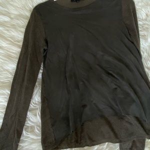 Dark green suede long sleeve blouse